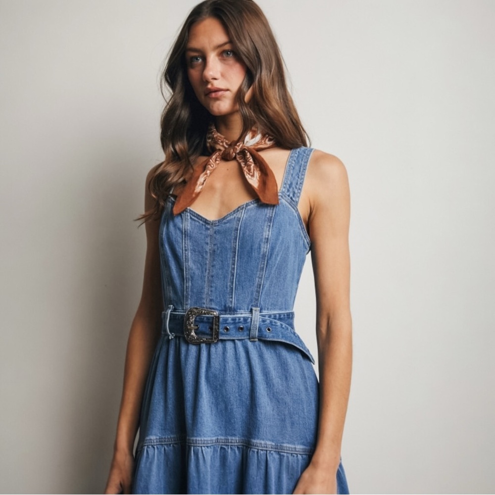 Forte Tiered Denim Western Maxi Dress - Picture 2 of 16